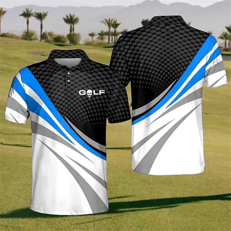 Divertente colorato modello da golf polo per uomo striscia griglia stampa 3D magliette estate casual strada manica corta t-shirt allentata risvolto top