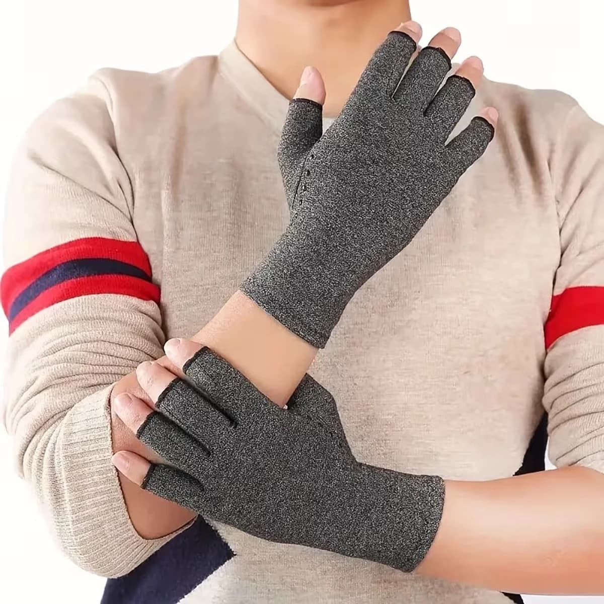 1 pair of fingerless compression gloves, outdoor and cycling sports gloves, joint protection gloves - Sports, work, fitness