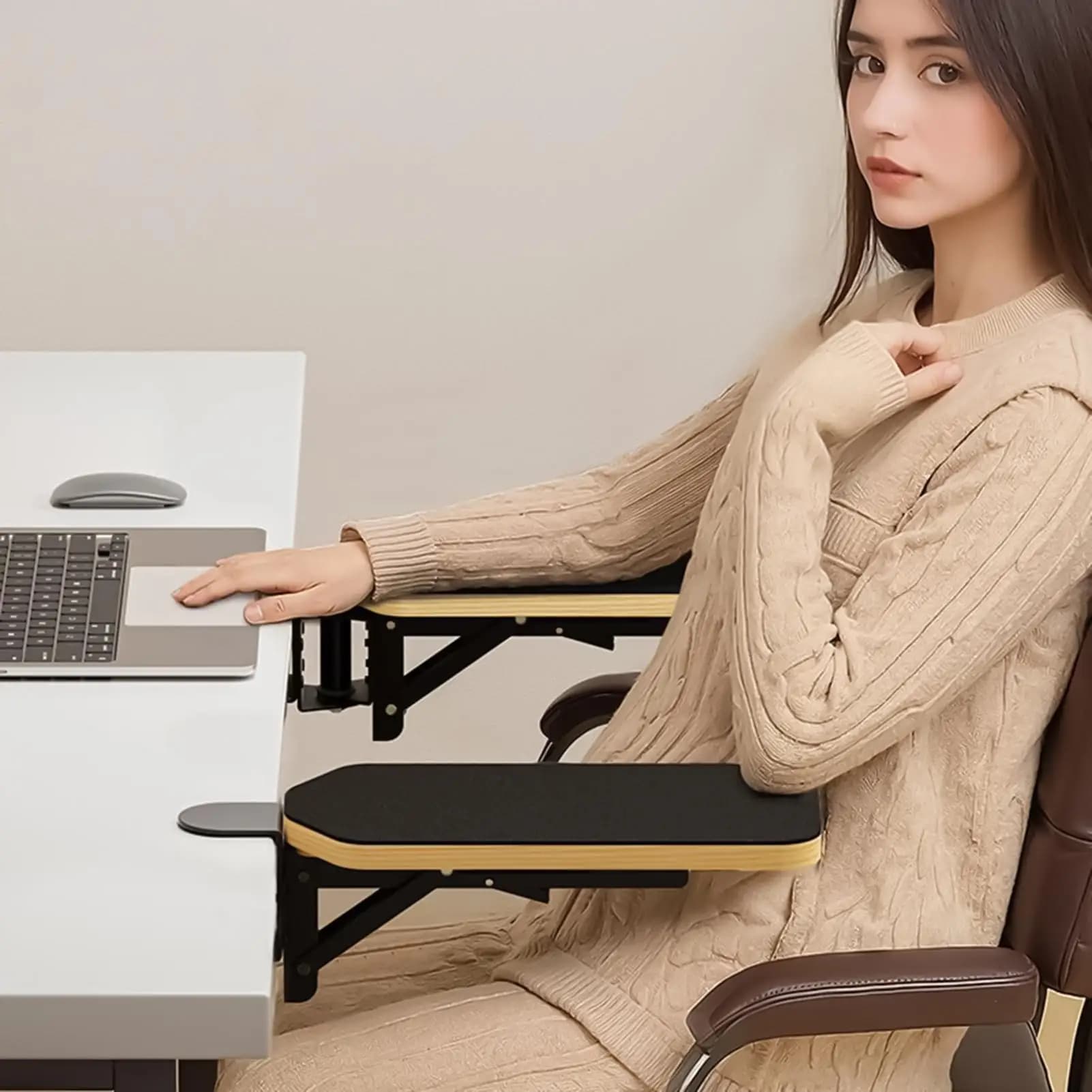 Bracciolo per computer da scrivania in legno Bracciolo da scrivania Pad Bracciolo da scrivania pieghevole regolabile a 90 gradi Supporto per polso per digitazione di giochi