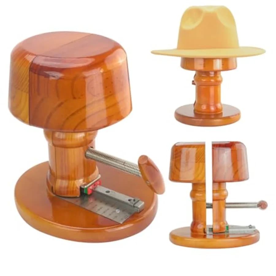 Supporto Meccanico in Legno Marrone per Cappelli, Espositore e Tendicappelli a 2 Vie per Cappelli Antichi
