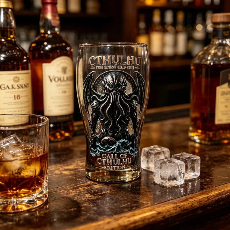 Tazza in Vetro Cthulhu Mostro Marino, Bicchiere Gotico Fantasy per Whisky, Articoli da Bar per Birra Acqua Cocktail, Oggetto da Collezione Decorativo