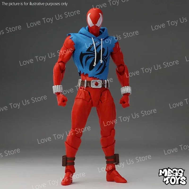 Original Toys Mess Scala Spider Man Action Figures Children's Toy Mafex ML Scarlet Spiderman in vest and hoodie Dress cloth Pattern Gift