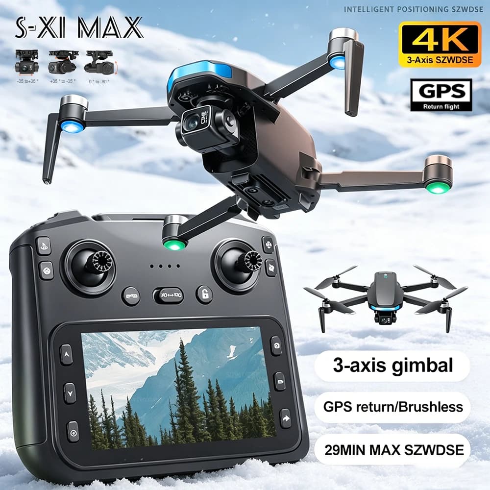 New S-X1 MAX Drone GPS 8K Professional HD 360° Dual Cameras 3-axis Gimbal 5G WIFI FPV Brushless Motors Foldable Quadcopter Toys