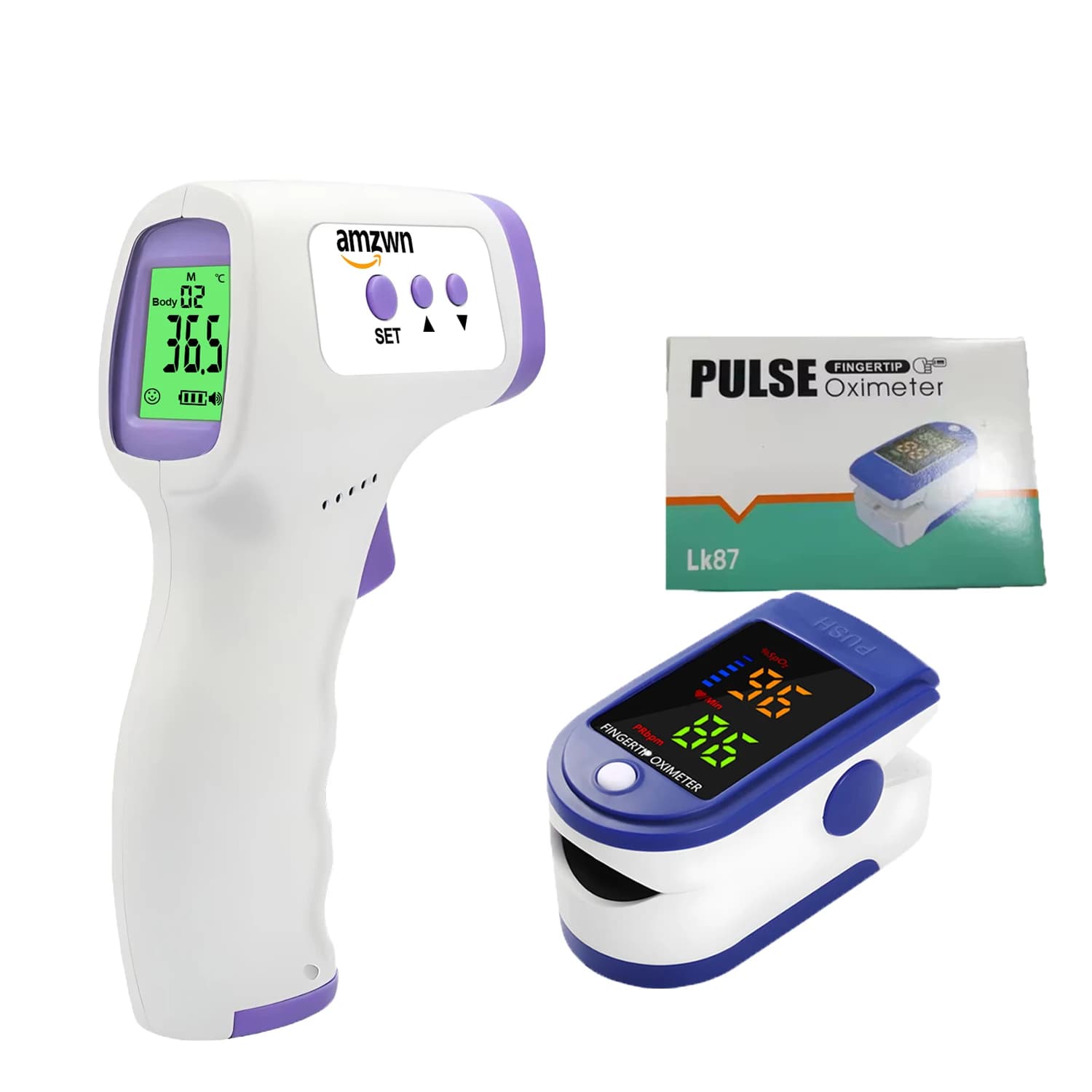 Contactless infrared ear thermometer and pulse oxymeter Medical grade digital thermometer for fever - for infants and adults