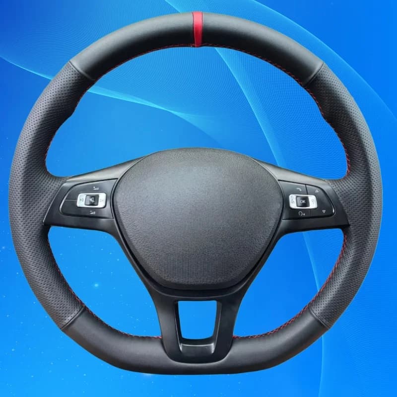 Hand Sewn Car Steering Wheel Cover Black Artificial Leather For Volkswagen Golf 7 Mk7 Touran Up New Polo Jetta Passat B8 Tiguan