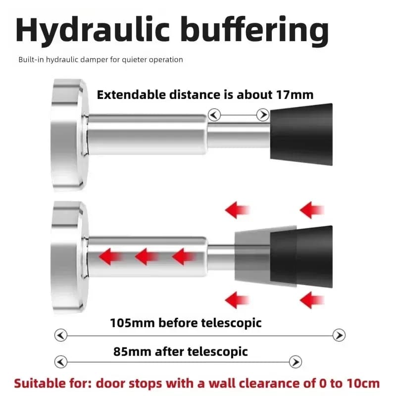 Silent No-Drill Door Stopper,Hydraulic Buffer Anti-Collision Holder for Entry & Glass Doors