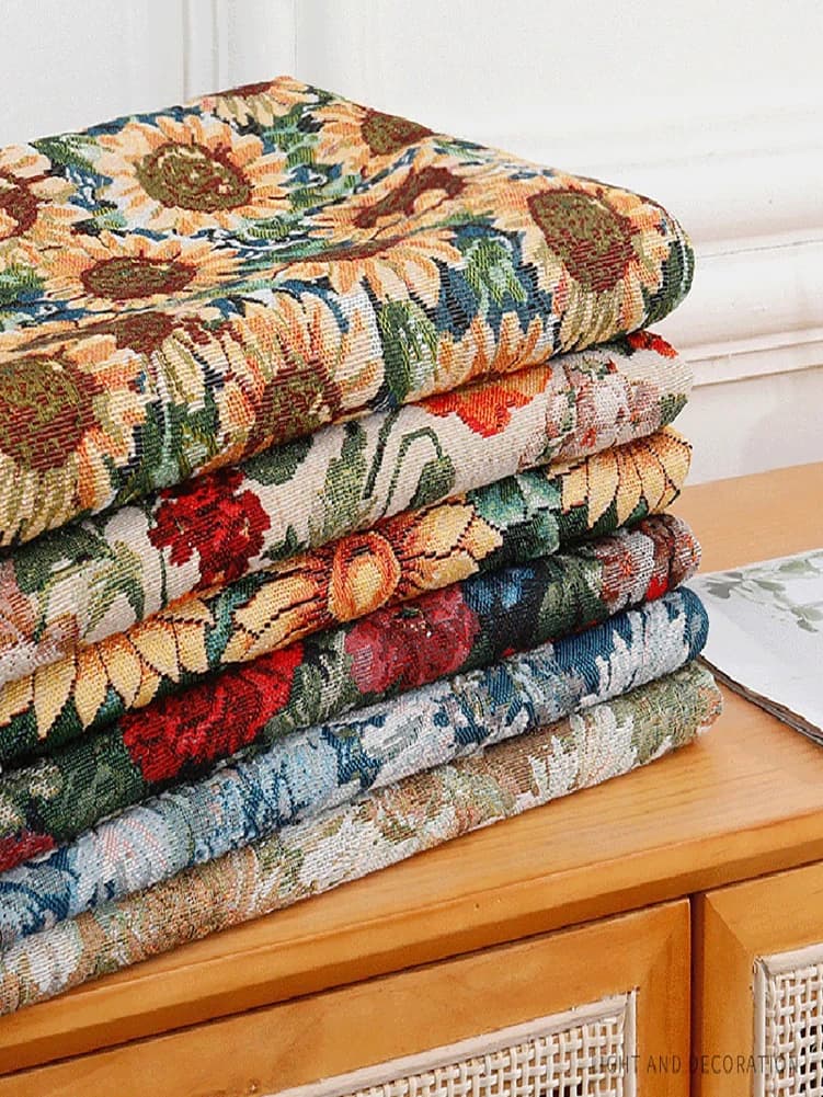 Tessuto Jacquard Stile Etnico con Motivi a Olio per Rivestimento Cuscini Divano e Sedia, Venduto a Metraggio