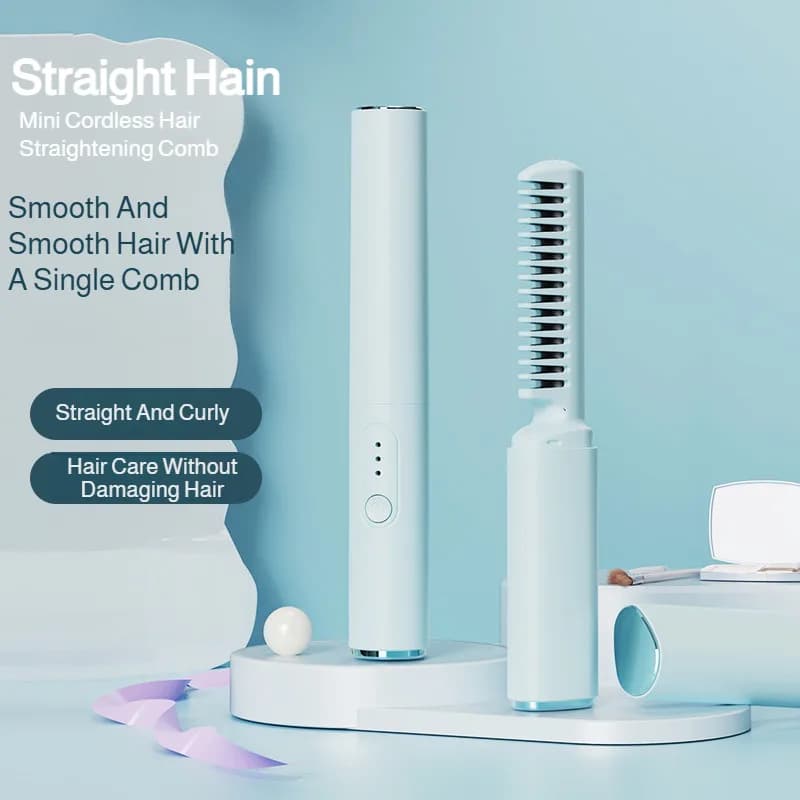 USB wireless hair plate with hair curling and smoothing Iron rechargeable portable travel hair curler 2 in 1 for less crack,