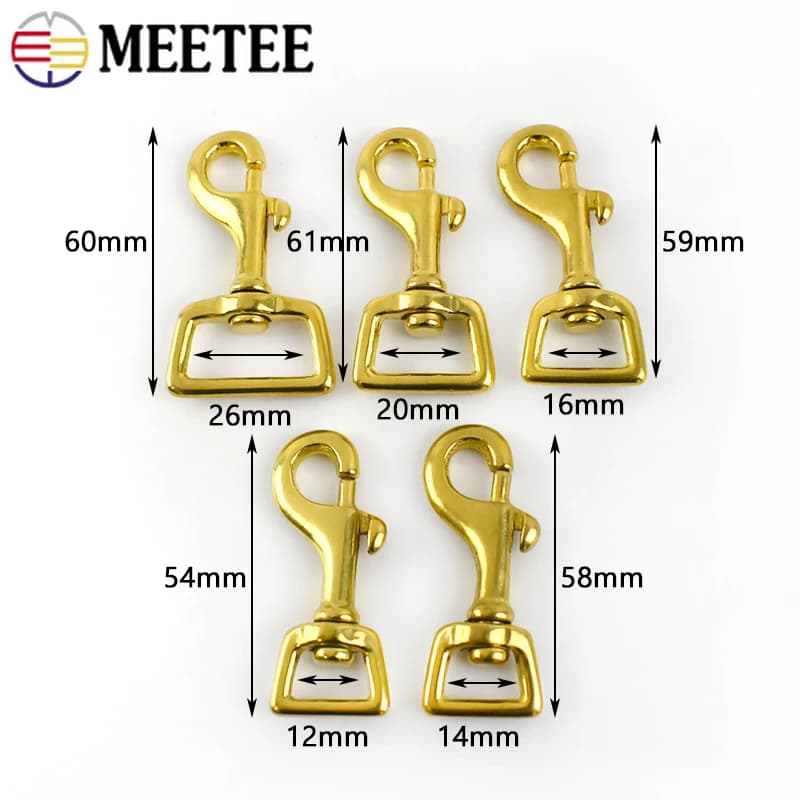 Meetee 2 Pezzi Moschettoni Girevoli in Ottone Dorato con Anello a D Quadrato per Zaini, Cinghie di Borse, Guinzagli per Animali Domestici, Accessori Fai-da-te per Artigianato