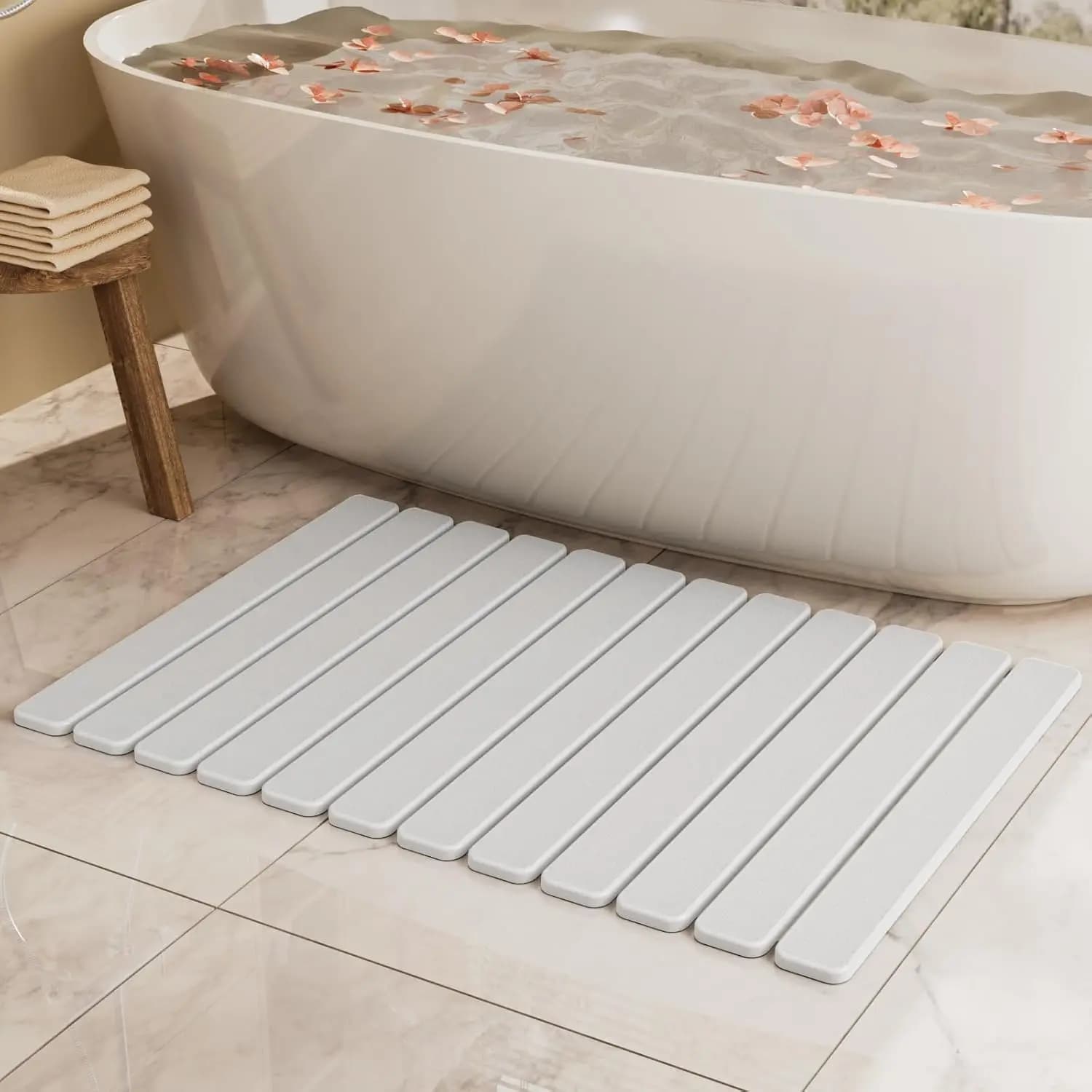 Tappetino da Bagno in Terra Diatomacea Grande ad Asciugatura Rapida, 80x50cm, Antiscivolo e Assorbente per Bagno e Cucina