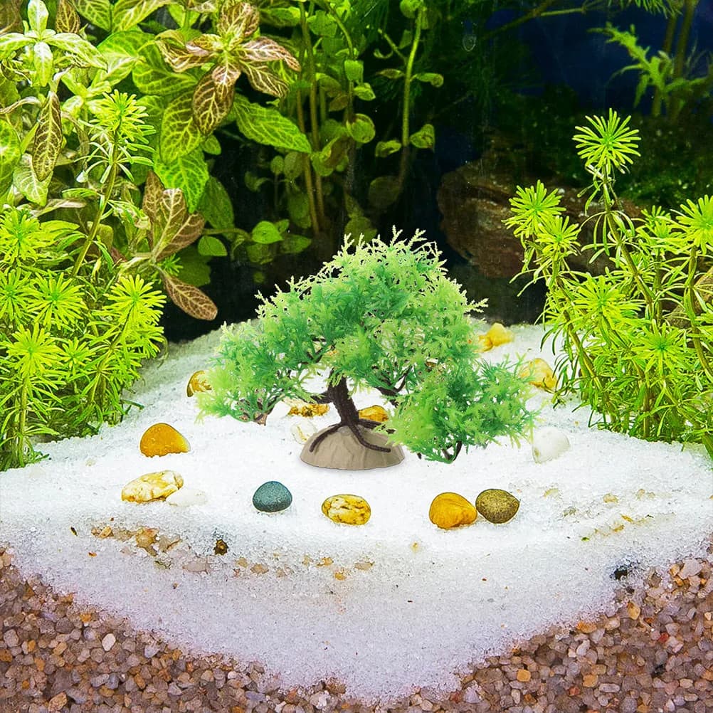 4PCS Decoration Tree Fish Tank Plants Faux Bonsai Aquarium Pine Artificial Landscaping Home Office Craft Durable Fade