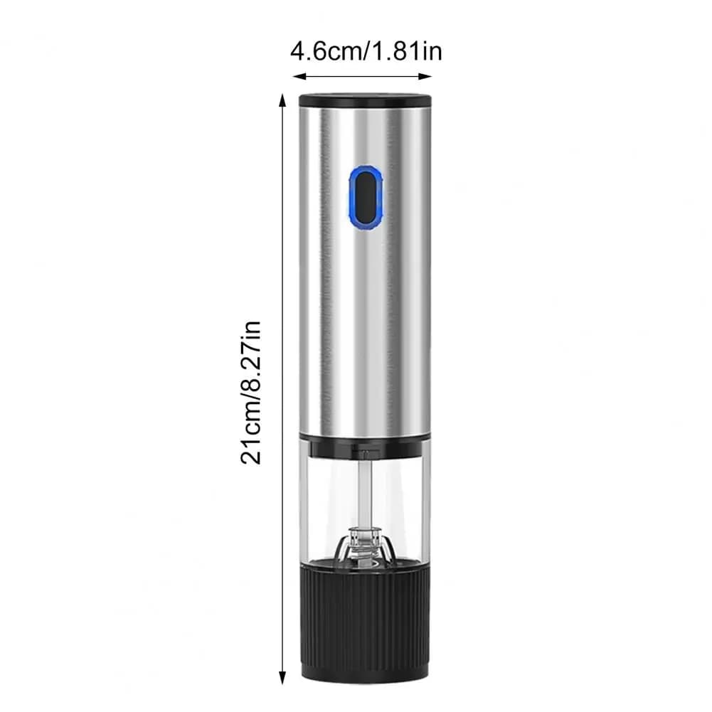Set macinapepe e macinasale elettrico da 21 cm con luce LED, macinapepe ricaricabile con regolazione della finezza, macinasale per campeggio