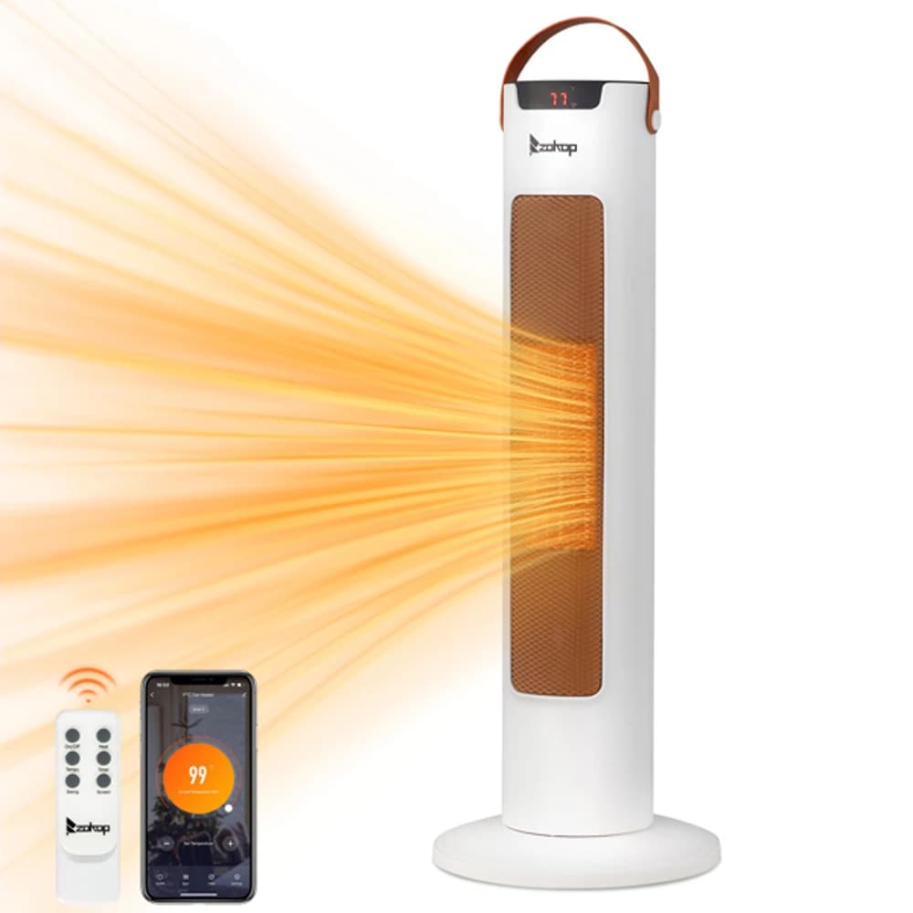 Riscaldatore a torre da 24" Riscaldatore elettrico intelligente da 1500 W con termostato APP WiFi e telecomando 60 ° Temporizzatore di oscillazione 9H
