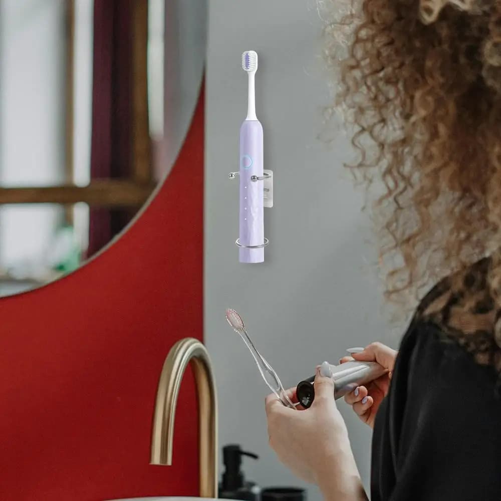 Electric Wallet Holder Without Drilling, Space Saving, Self-adhesive, Toothbrush shelf and Nail-free Dentifriction