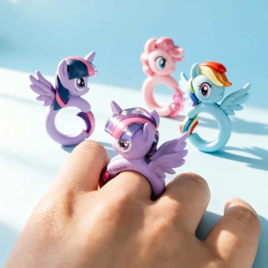 My Little Pony Ring Blind Box Mystery Toy Twilight Sparkle Applejack Rarity Anime Kawaii 3D Figure Finger Ring Collection Gift