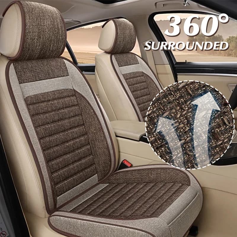 Universal Linen Full Set Car Seat Covers 360° Surround Front Rear Seat Cushion Wear-Resistant Pad Cover Car Interior Accessories