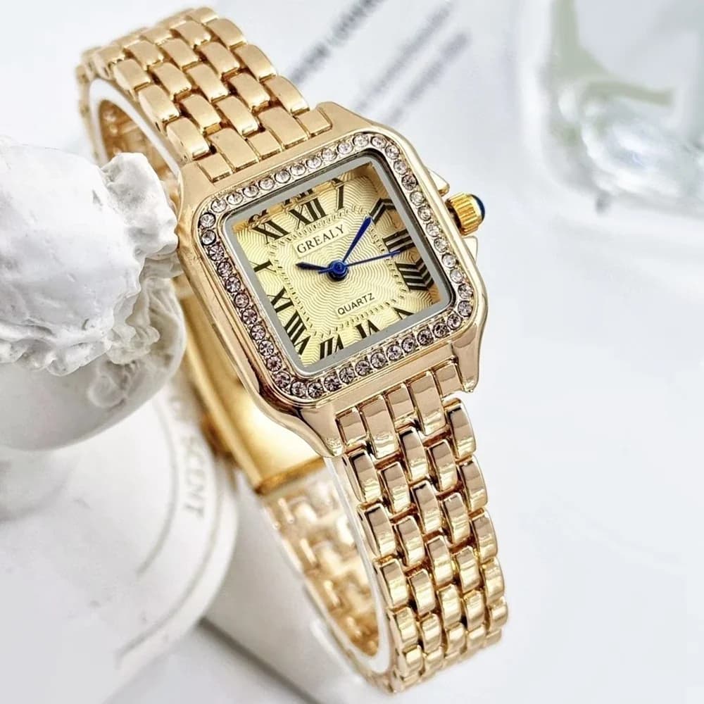 Orologi da donna con strass di lusso Orologio da polso al quarzo quadrato alla moda Orologio da donna semplice Reloj Mujer