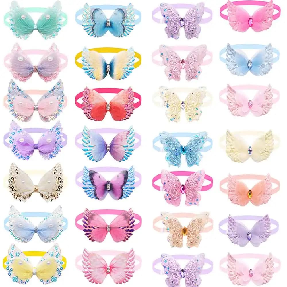 10 Pezzi Papillon a Farfalla per Cani, Regolabili e Luccicanti, Accessori per Toelettatura di Cani e Gatti