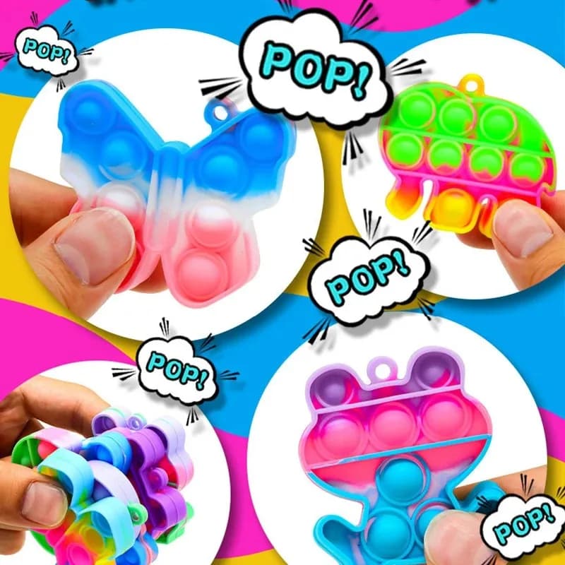 1-20 Pezzi Portachiavi Arcobaleno Antistress, Giocattoli Sensoriali Kawaii a Forma di Cartone Animato, Portachiavi Antistress per Bambini e Adulti, Gadget per Feste