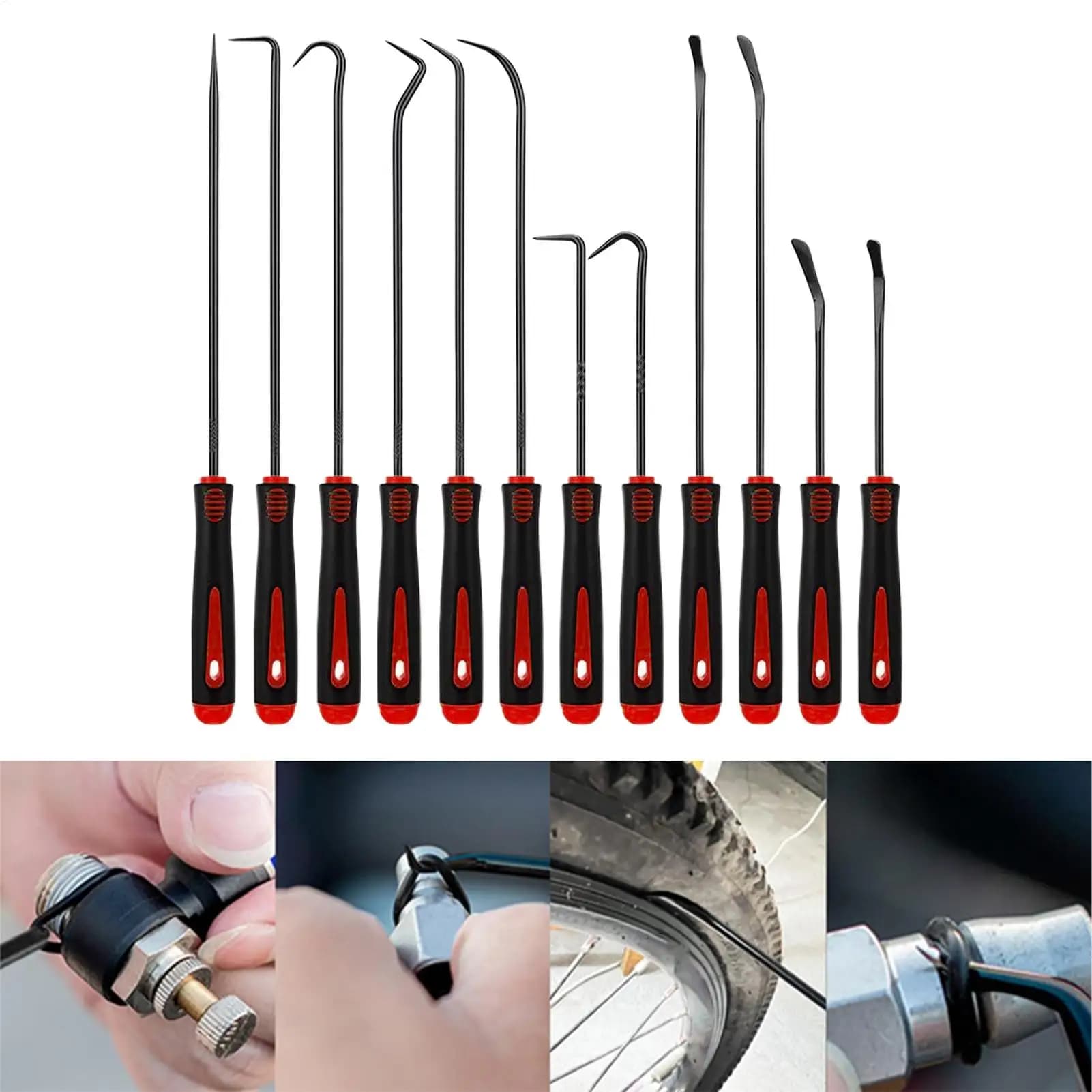 Set di 12 Pezzi di Utensili Manuali per la Rimozione di Guarnizioni O-ring e Guarnizioni a Tenuta, con Ganci e Estrattori, per Auto e Riparazioni