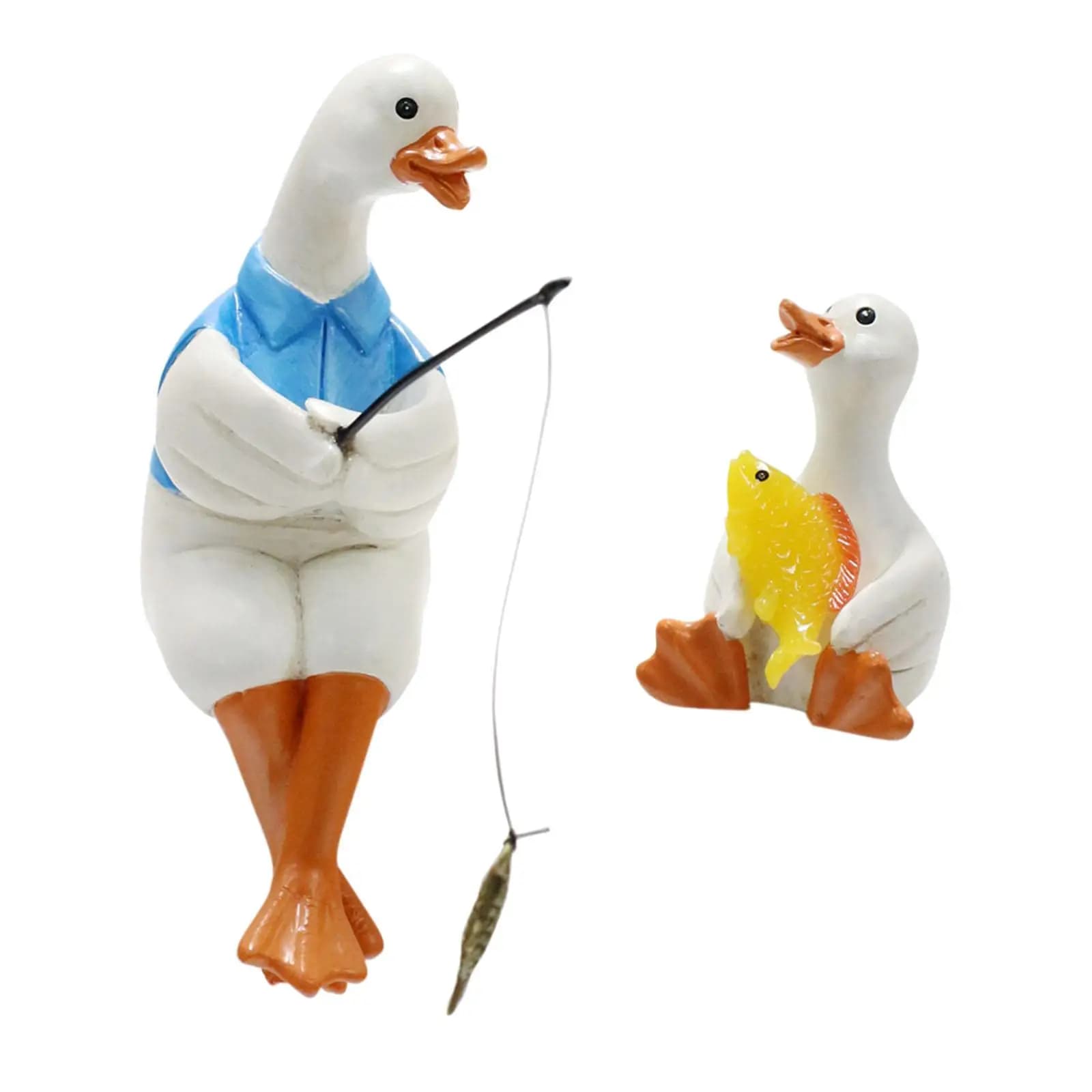 2Pcs Duck Miniature Figurines Birthday Gifts Decorative Cartoon Resin Plant Pot Decor for Yard Pathway Porch Planter Backyard