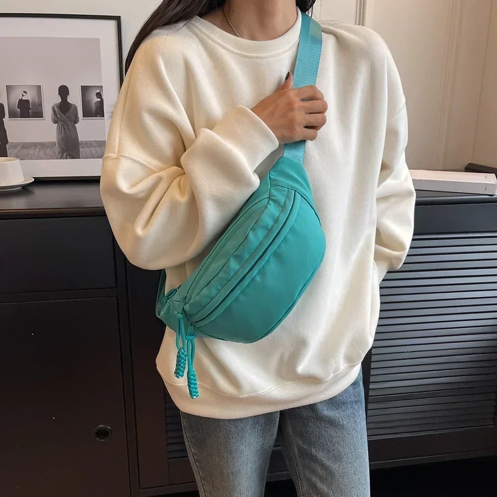 Marsupi casual in racing canvas Sports bag Banana bag for woman Shoulder bag with half moon shoulder strap