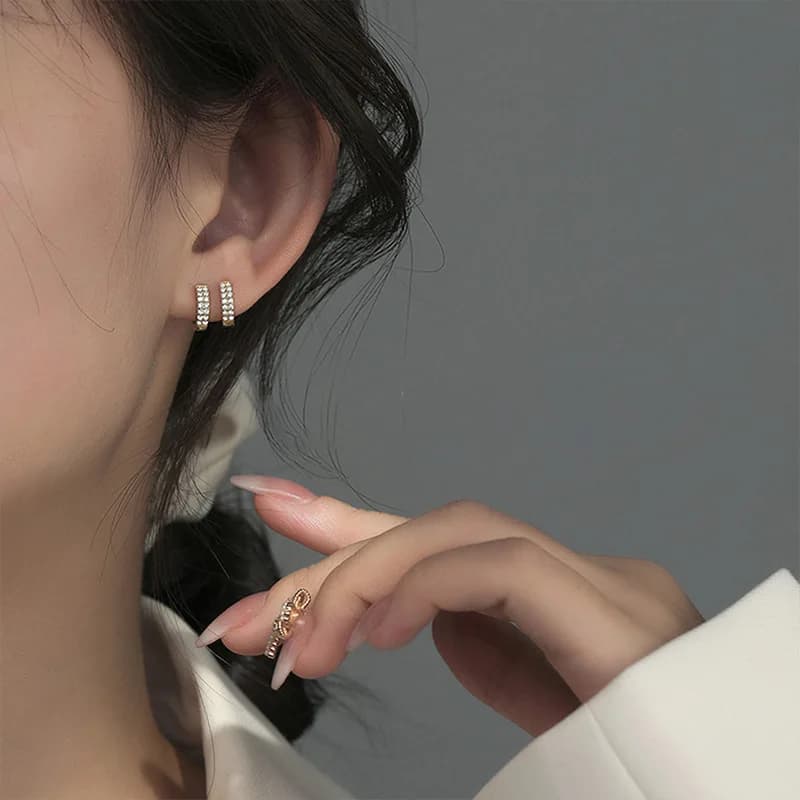 Orecchini ad ago in argento 925 Dongdaemun coreano stile dinamico scintillante dorato, orecchini semplici e versatili, alla moda ed eleganti per le donne