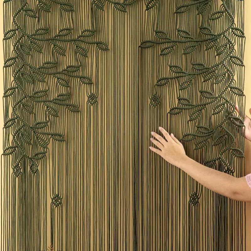m*-Handmade Boho Doorway Window Macrame Wall Hanging Sliding Curtain Door Room Dividers for Home Bedroom