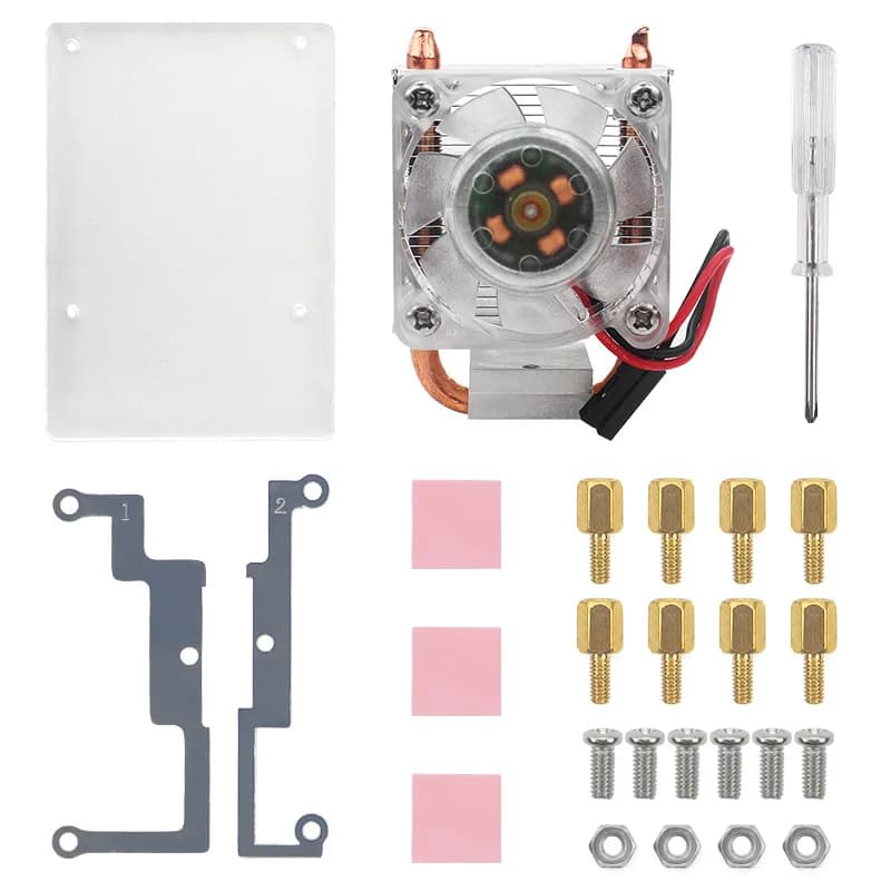 Raspberry Pi 4B/3B+ Aluminum Alloy U-Type Heat Pipe CPU Cooler-RGB Tower Fan with Thermal Paste & Tools