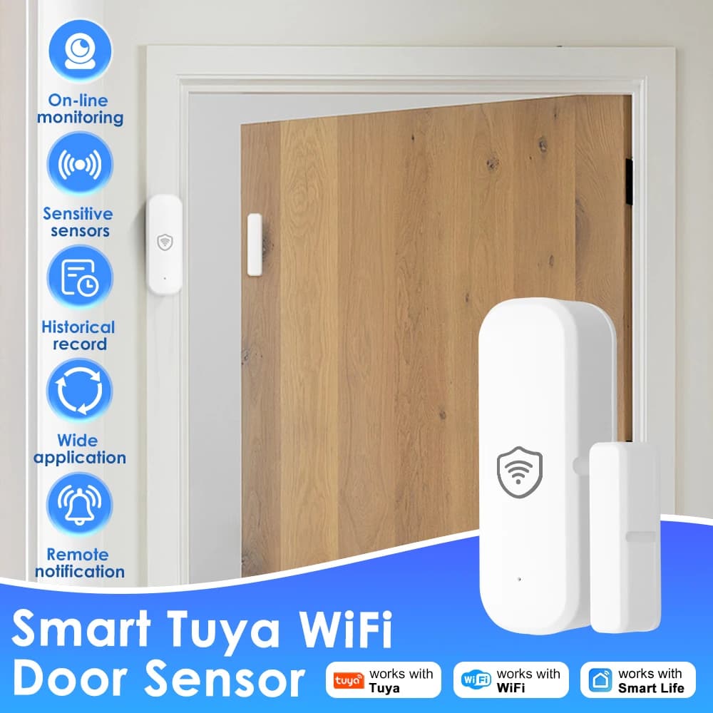 Sensore per Porta Tuya Zigbee WiFi, Automazione Casa Intelligente, Monitoraggio Smart Life, Sistema di Sicurezza Domestica Compatibile con Alexa