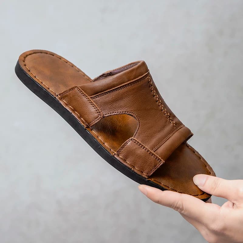 TRAKKER 2026 Nuovi Sandali Leggeri da Uomo con Punta Aperta, Ciabatte Casual in Pelle Traspirante, Scarpe Estive Comode Antiscivolo