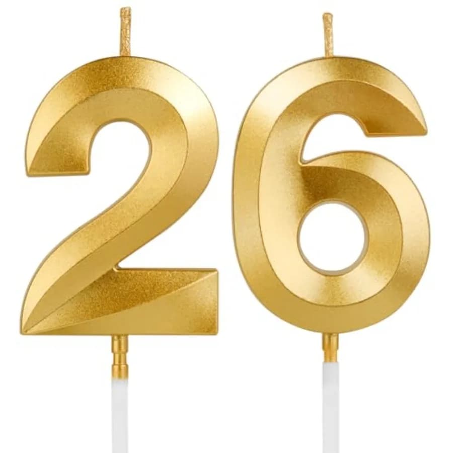 Candeline di Compleanno, Candele Numero 26 da 5 cm, Decorazioni per Feste di Compleanno e Anniversari