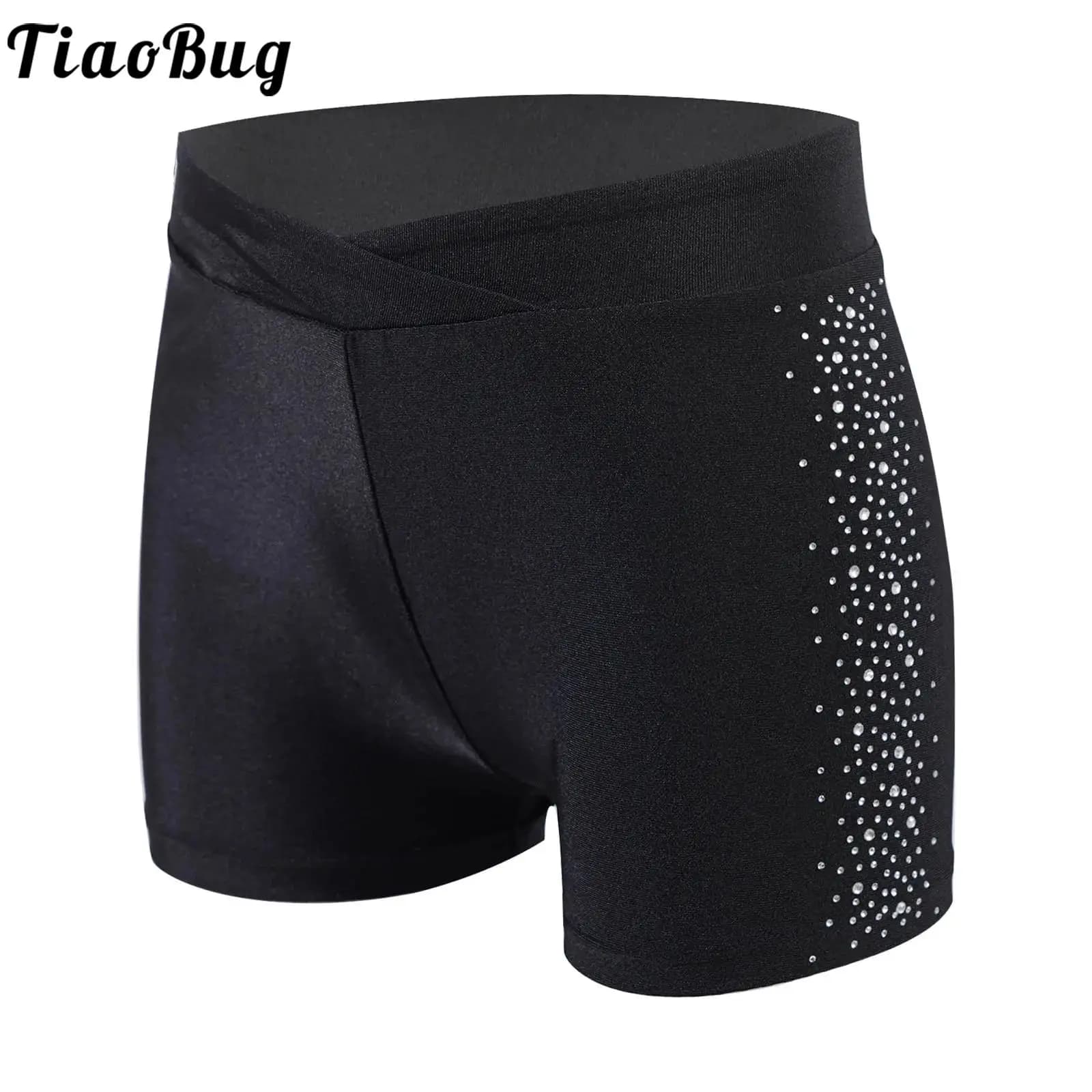 Pantaloncini da ballo per ragazza per bambini Strass Cintura elastica Pattinaggio di figura Ginnastica Pantaloncini da danza moderna Pantaloncini hip-hop jazz Abbigliamento da ballo