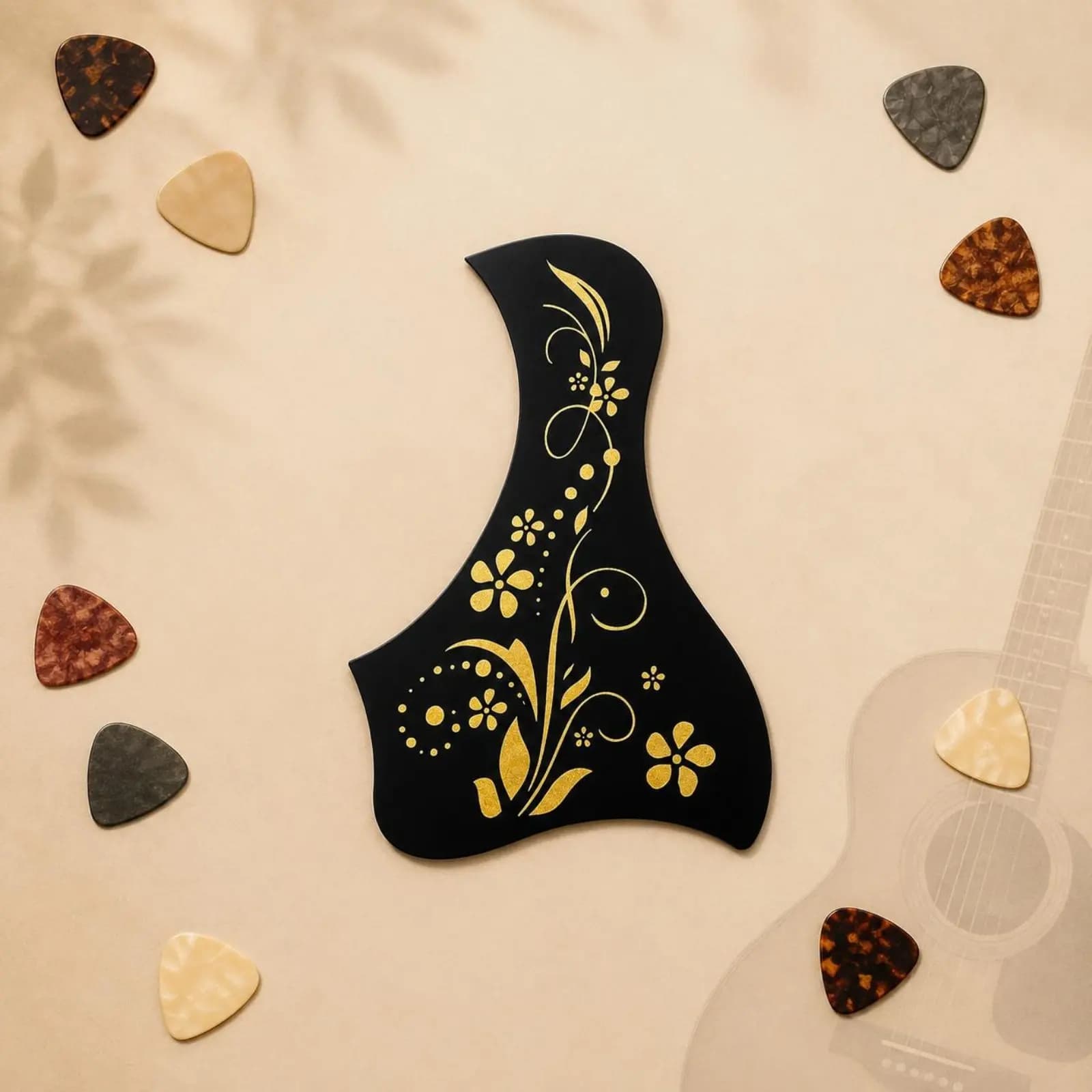 10 Pieces Acoustic Guitar Pickguard Thin and Light Guitar Scratch Plate Self Adhesive Scratch Plate Sheet PVC Plastic