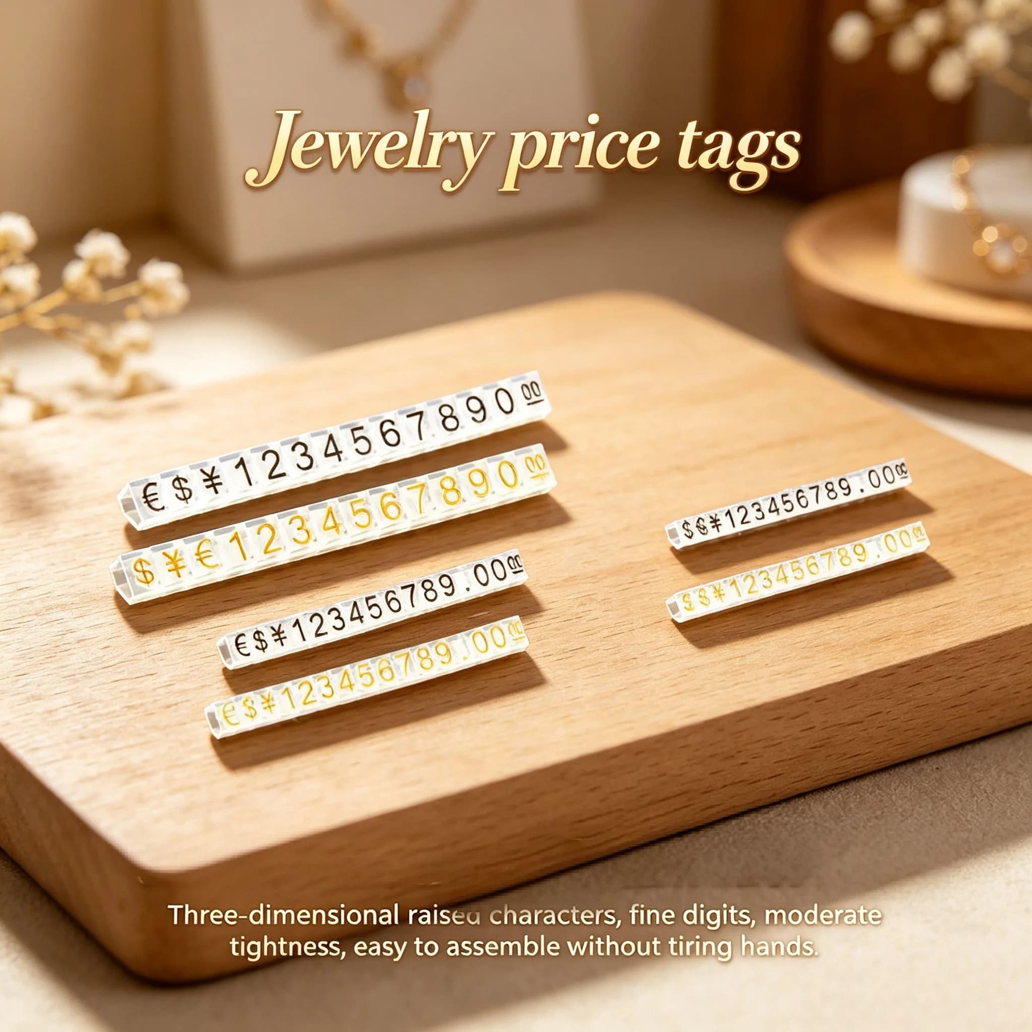30 Set di Etichette Cubiche Regolabili 4x6mm per Numeri, Lettere, Dollari ed Euro, Espositori per Prezzi di Gioiellerie e Negozi