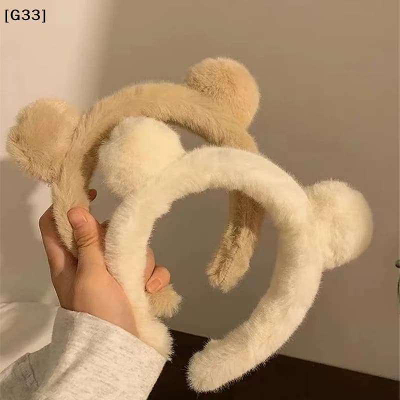 Fascia per capelli con orecchie da orsetto in peluche, stile cartone animato, morbida, accessori per capelli per donne e ragazze [G33]