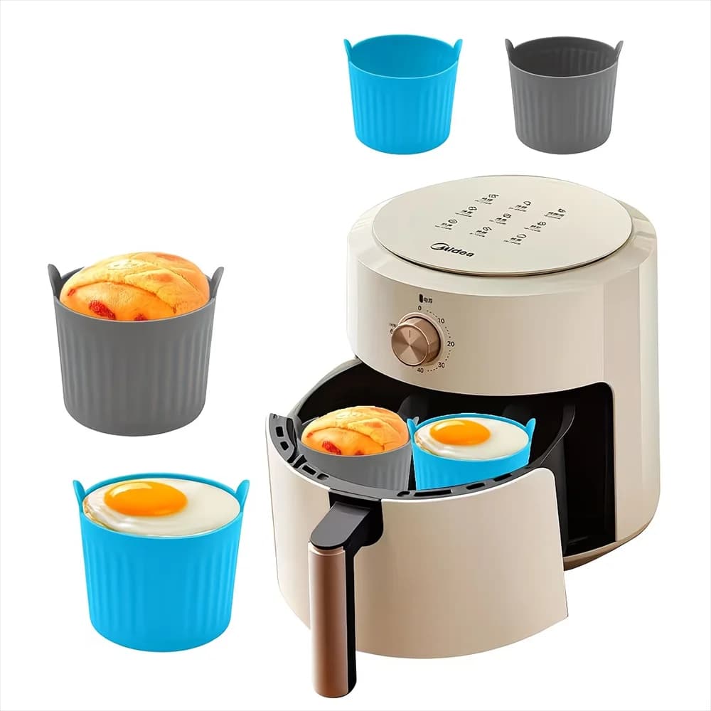 Friggitrice ad aria in silicone 3/4/5/8 con teglia, stampo grande per muffin e torte al cioccolato, antiaderente, per cuocere le uova, facile da sformare