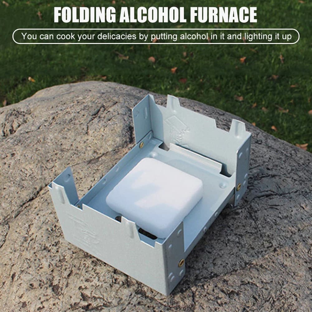 Mini forno portatile pieghevole da esterno Picnic Stufa ad alcool a combustibile solido Strumenti da campeggio