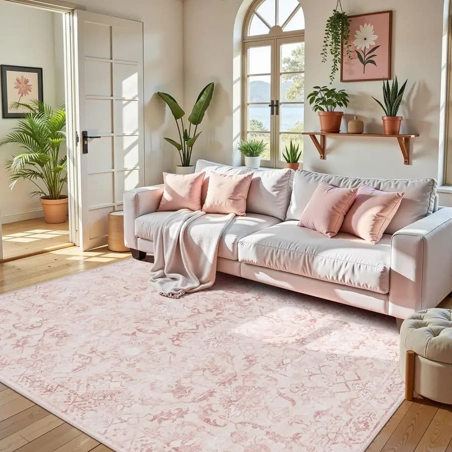 Tappeti 5x7 per Soggiorno, Tappeti Lavabili in Lavatrice per Camera da Letto, Tappeto Vintage Effetto Invecchiato per Soggiorno, Tappeto Antiscivolo C