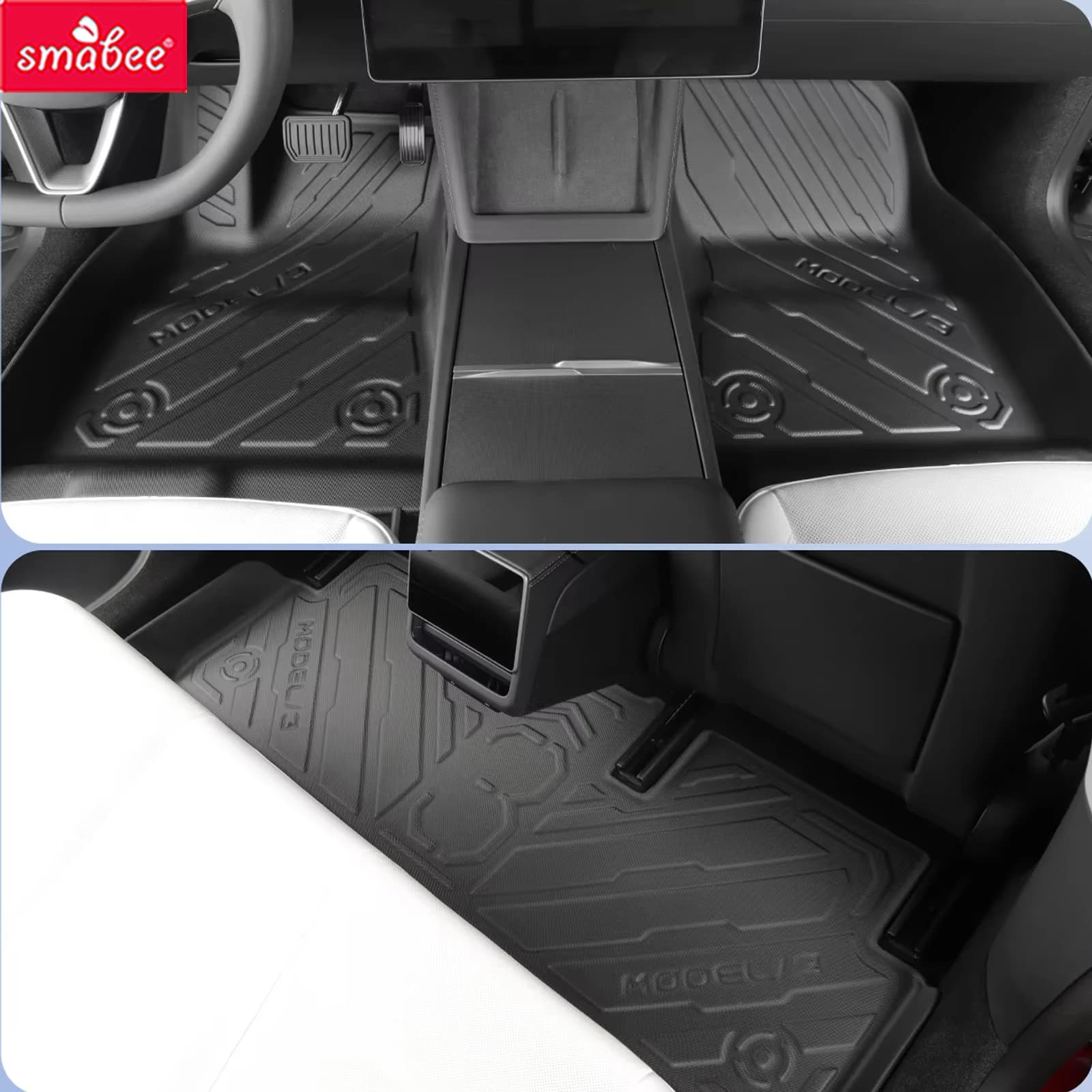 Smabee Left Drive for Tesla Model 3 Highland 2023-2026 Car Floor Mats Foot Pads Seat Protective Mat Car Accessories Black