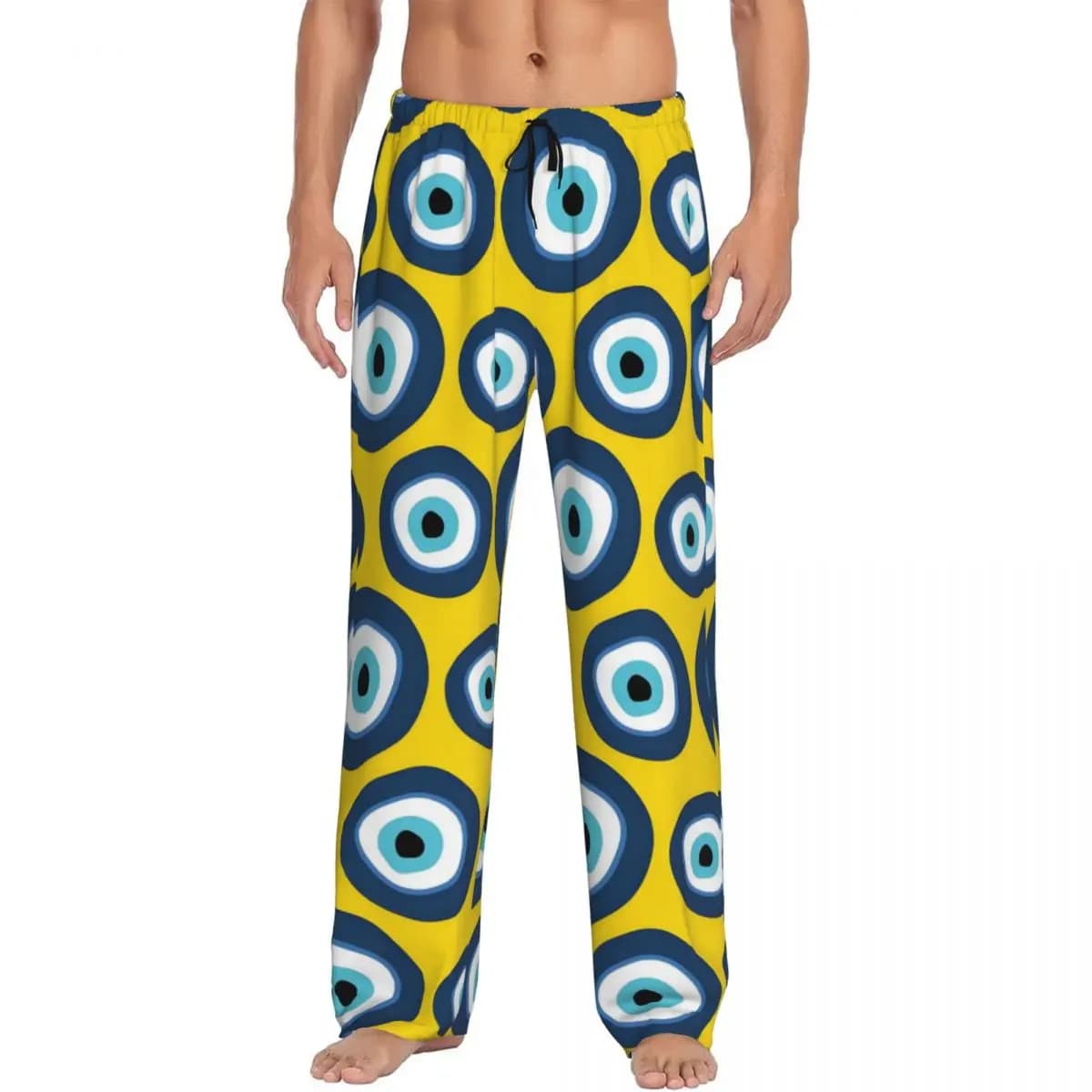 Pantaloni da pigiama Nazar Evil Eye da uomo stampati personalizzati Simbolo Amuleto Indumenti da notte Pantaloni da notte con tasche