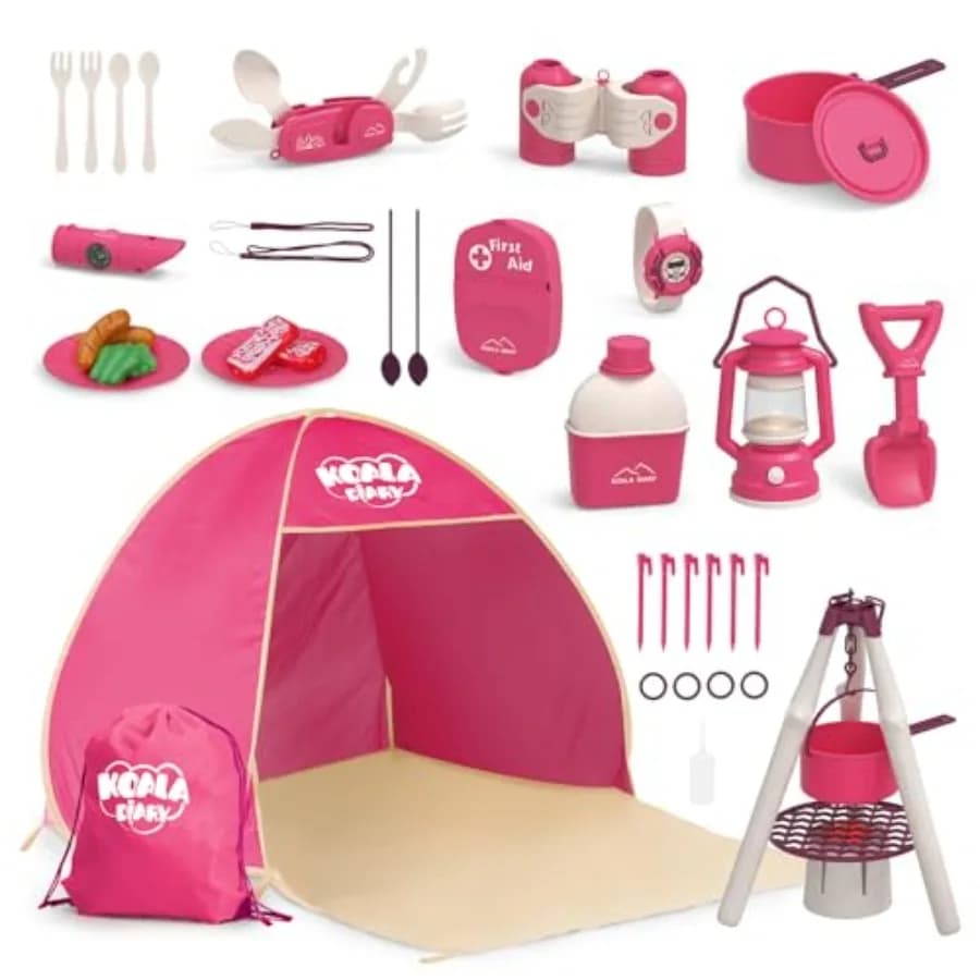 Set da campeggio per esterni con tenda, lampada a olio, fornello e altro - Idea regalo per bambine dai 3 anni in su - Compleanno