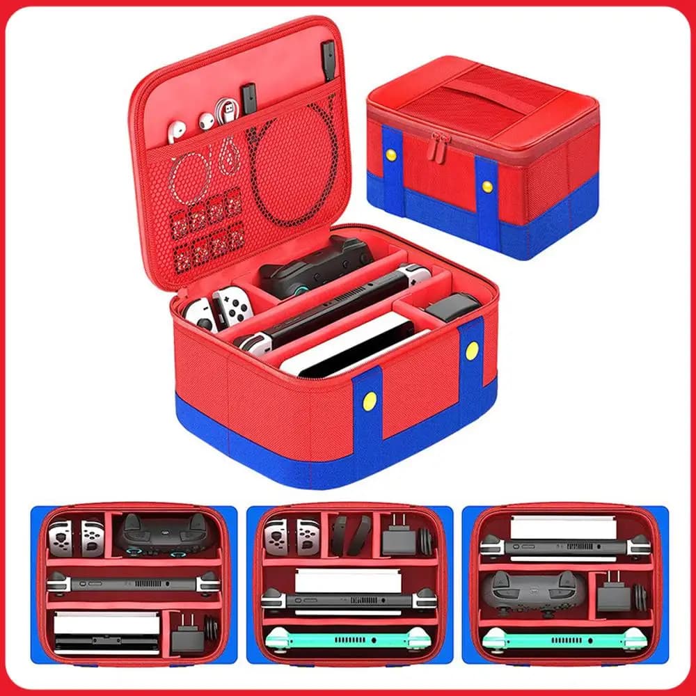 Custodia da trasporto portatile impermeabile per schede di gioco, borsa da viaggio antigraffio per console Nintendo Switch/OLED e controller Pro