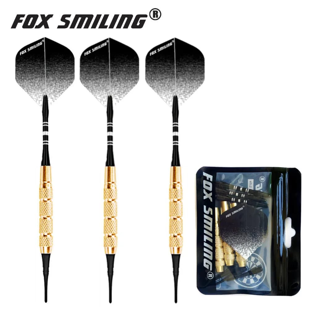 Fox Smiling 3 pezzi 18 g di freccette elettroniche morbide con aste di freccette in alluminio e punte in nylon