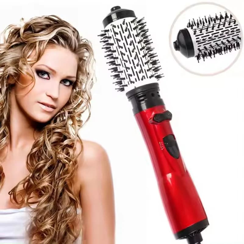 Professional Electric Brush 2 in 1 for Hair: Arricciacapelli Iron and Straight Plate, with Function Air Hot and Flexible Cord, for Mixed Orders