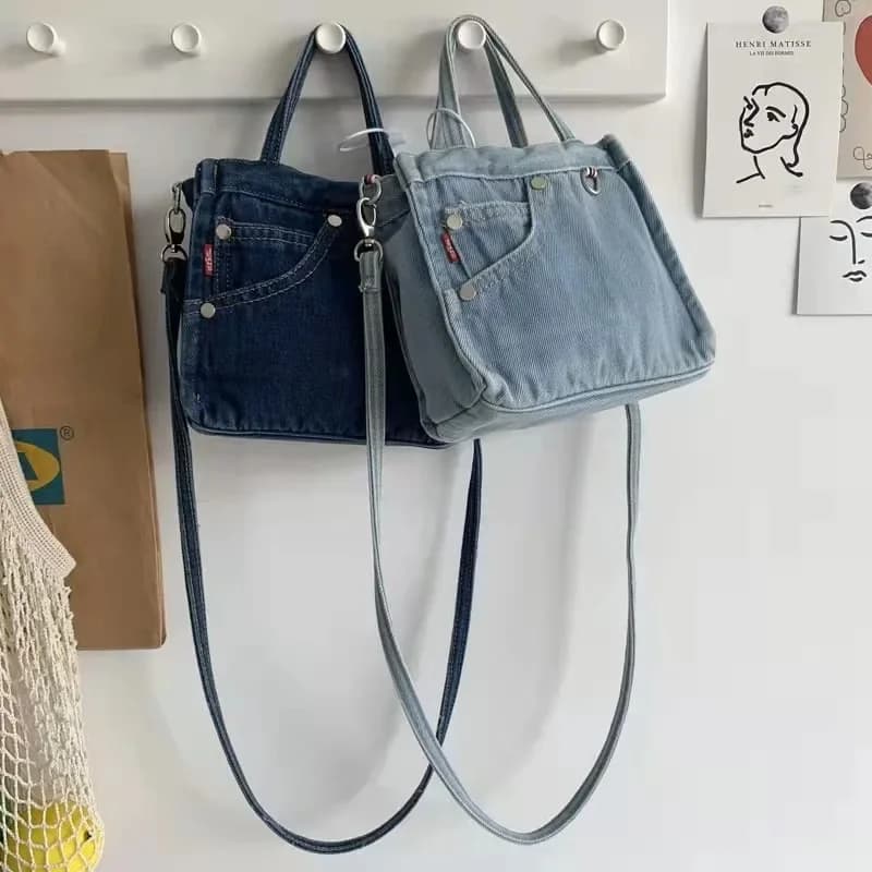 1 borsa in denim vecchio lavato tinta unita per borse a tracolla a spalla singola moda donna 2025 NUOVA borsa a tracolla per donna bolsas