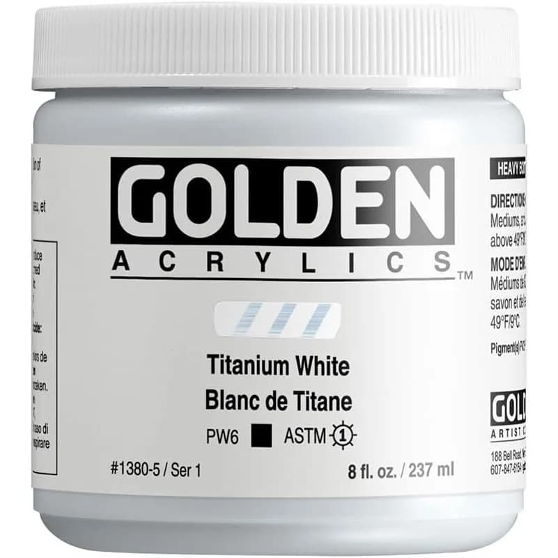 Professional Acrylic Paint, Titanium White 8 fl oz, Heavy Body with Opaque Coverage for Artists