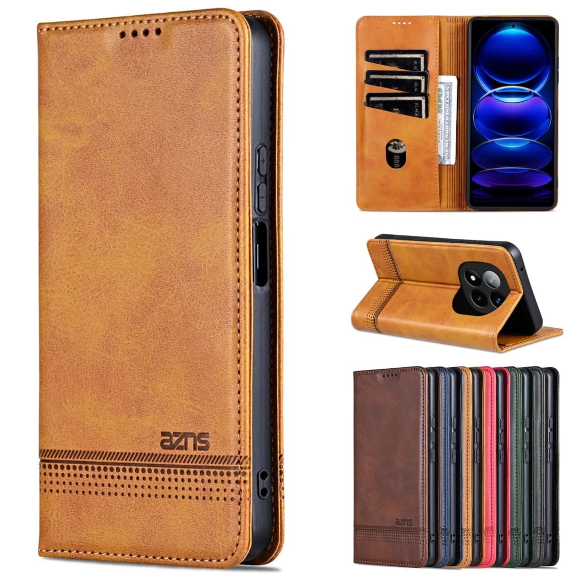 Leather Magnetic Book Case for Xiaomi Redmi Note 15 14 13 12 Pro Plus 15C 14C 13C 12C with Card Parts and Wallet Function