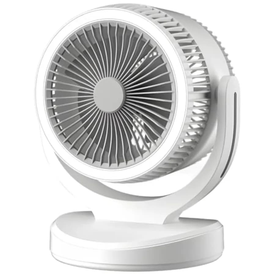 3-Speed Desk Fan, USB Rechargeable, Led Lamp, Silent Operation, 360° Rotating, 2400 Mah Battery, for Home/Dorm
