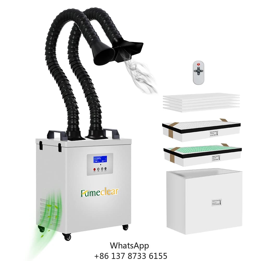 Purificatore d'aria per estrattore di fumi e polvere per saldatura industriale a forte aspirazione con doppie bracci per saldatura stampante 3D per incisore laser